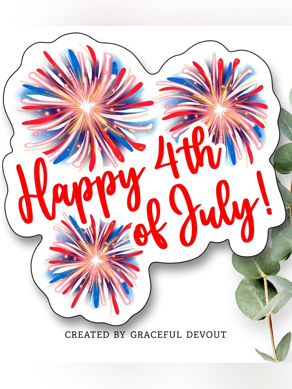 Happy 4th Of July!- 2" (inches)  (96ct.) Stickers